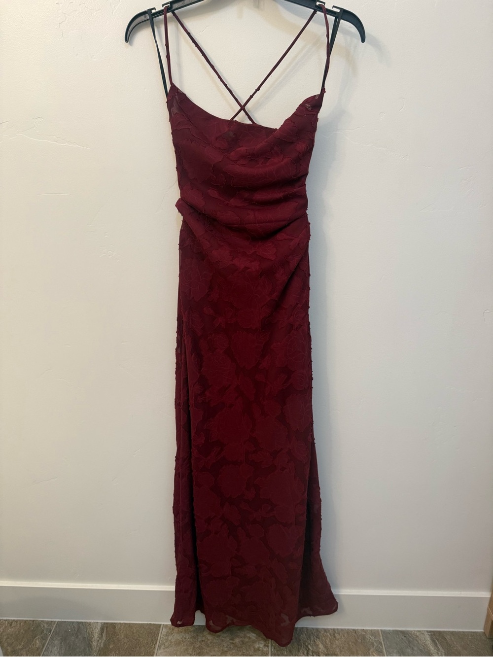 Princess Polly Burgundy Lace Maxi Dress with Spaghetti Straps - Picture 5 of 5